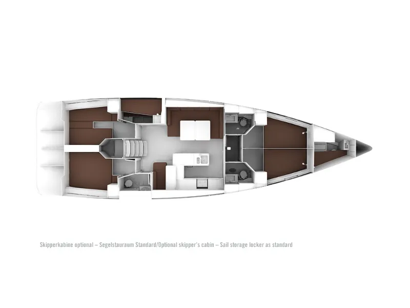 Floor plan of AF-B56C, a Bavaria Cruiser 56 sailboat at Athens, Greece