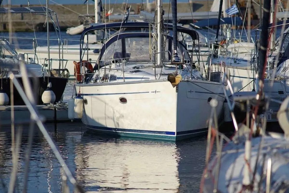 Exterior view of Ariadni, a Bavaria 40 Cruiser sailboat at Preveza, Greece