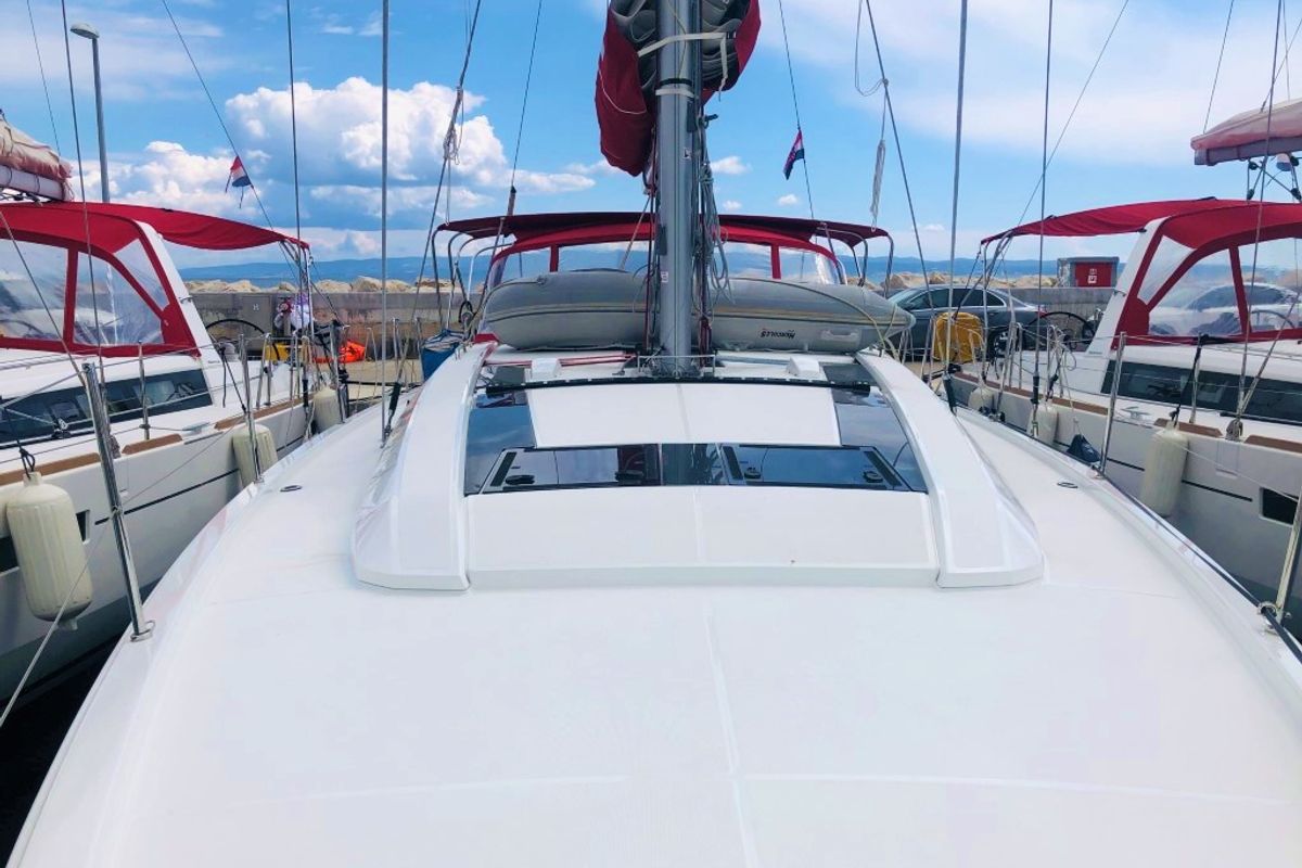 Deck of Princess Mia, a Beneteau Oceanis 46.1 sailboat at Split, Croatia