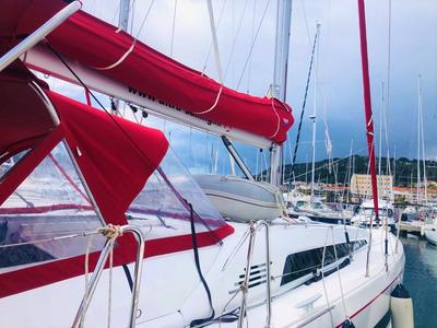 Deck of Princess Mia, a Beneteau Oceanis 46.1 sailboat at Split, Croatia