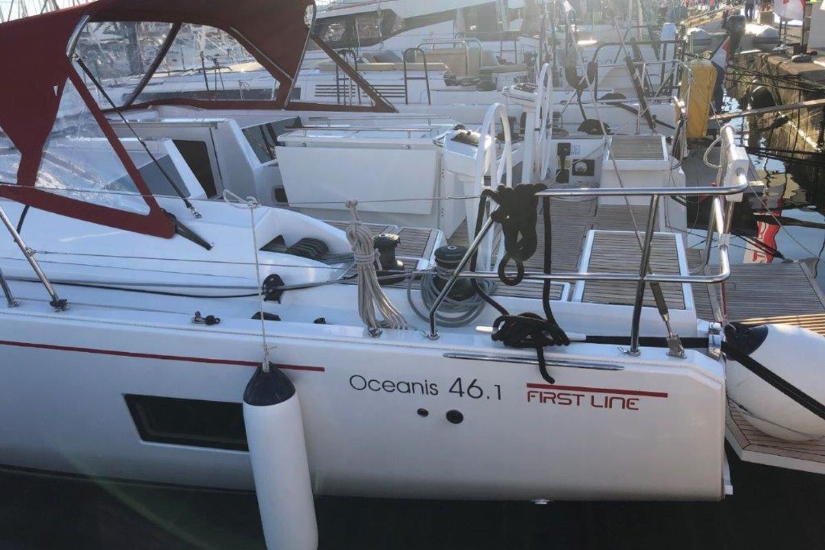 Exterior view of Princess Mia, a Beneteau Oceanis 46.1 sailboat at Split, Croatia