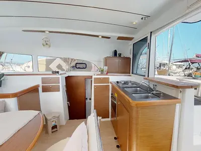 Galley of Why Knot, a Lagoon 380 S2 catamaran at Municipal Unit of Ellomenos, Greece