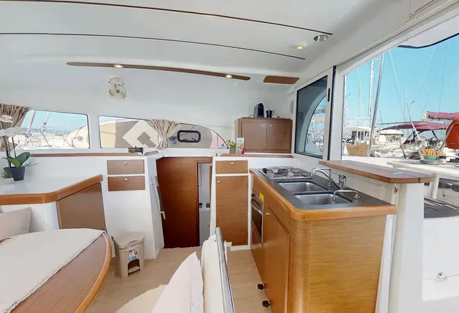 Galley of Why Knot, a Lagoon 380 S2 catamaran at Municipal Unit of Ellomenos, Greece