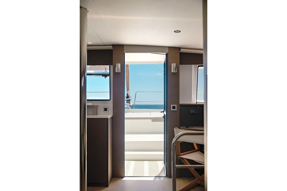 Salon of Neda, a Bali 4.6 catamaran at Tourlos, Greece