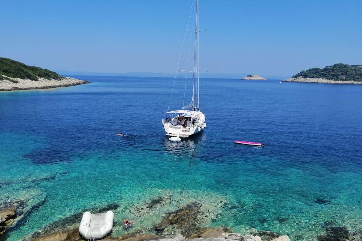 Exterior view of Barrique I, a Dufour 460 GL sailboat at Seget Donji, Croatia