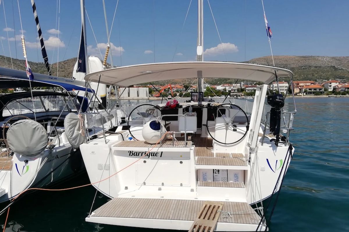 Cockpit of Barrique I, a Dufour 460 GL sailboat at Seget Donji, Croatia