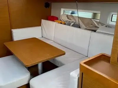Salon of Goji Berry, a Jeanneau Sun Odyssey 440 sailboat at Parikia, Greece