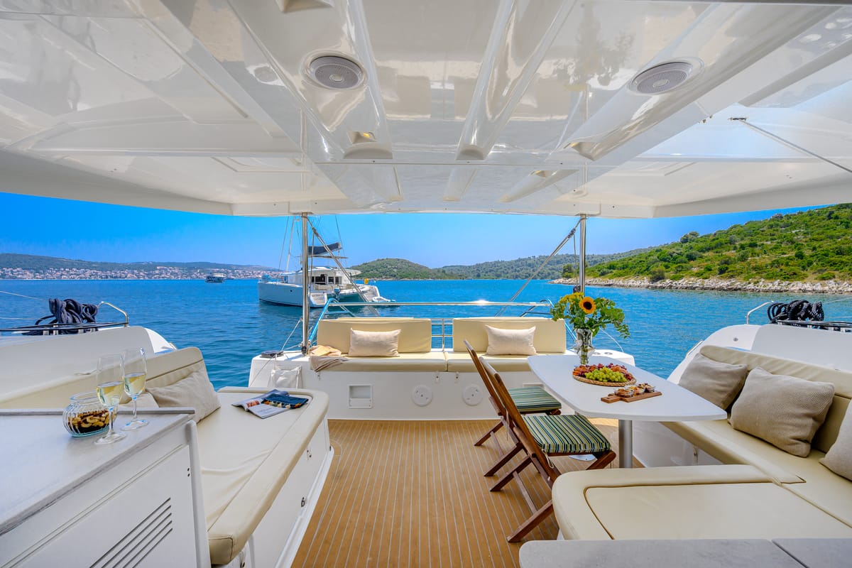 Deck of Galathea, a Lagoon 46 catamaran at Grad Trogir, Croatia