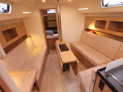 Salon of Kami, a Hanse Yachts Hanse 345 sailboat at Roses, Spain