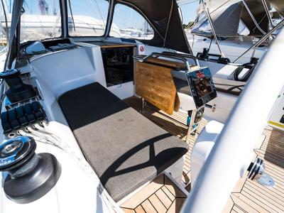 Deck of Kami, a Hanse Yachts Hanse 345 sailboat at Roses, Spain