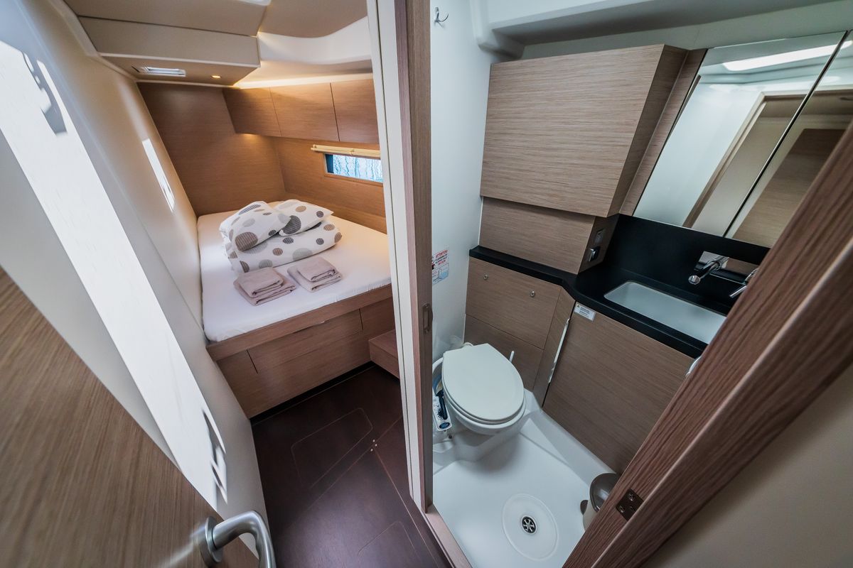Cabin on Wanderlust, a Hanse Yachts Hanse 460 sailboat at Grad Kaštela, Croatia