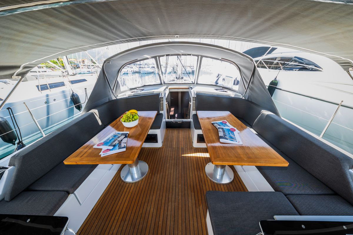 Deck of Wanderlust, a Hanse Yachts Hanse 460 sailboat at Grad Kaštela, Croatia