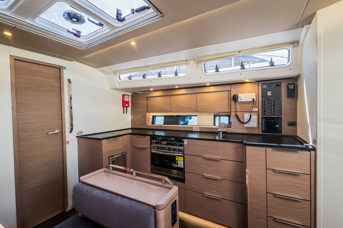 Galley of Wanderlust, a Hanse Yachts Hanse 460 sailboat at Grad Kaštela, Croatia
