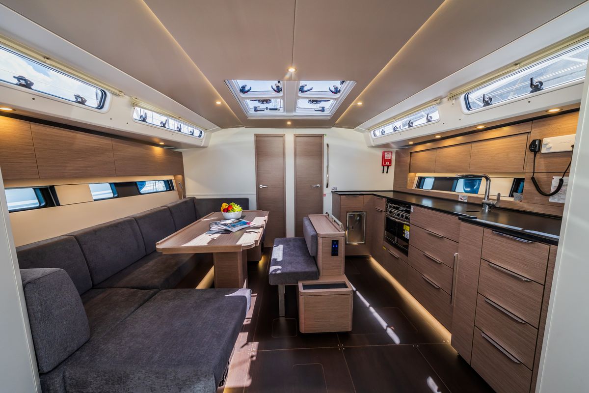 Salon of Wanderlust, a Hanse Yachts Hanse 460 sailboat at Grad Kaštela, Croatia