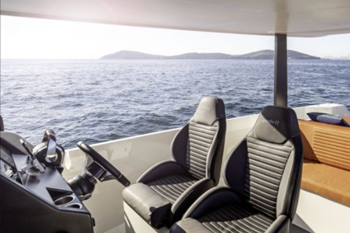 Cockpit of Samba, a Gulet Motorboat motorboat at La Spezia, Italy