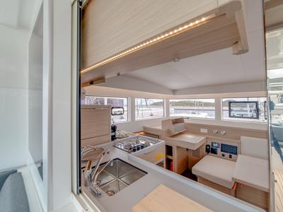 Galley of Arca 40, a Lagoon 40 catamaran at Olbia, Italy