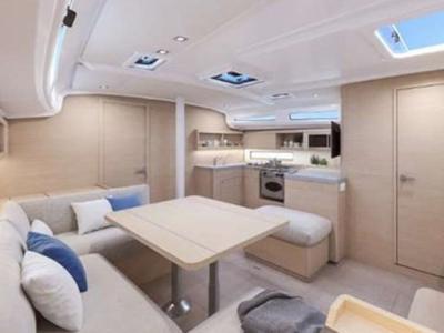 Salon of Alma Libre VII, a Beneteau Oceanis 40.1 sailboat at Municipal Unit of Lefkada, Greece
