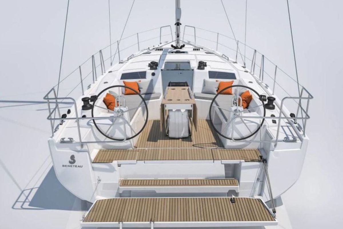 Cockpit of Alma Libre VII, a Beneteau Oceanis 40.1 sailboat at Municipal Unit of Lefkada, Greece