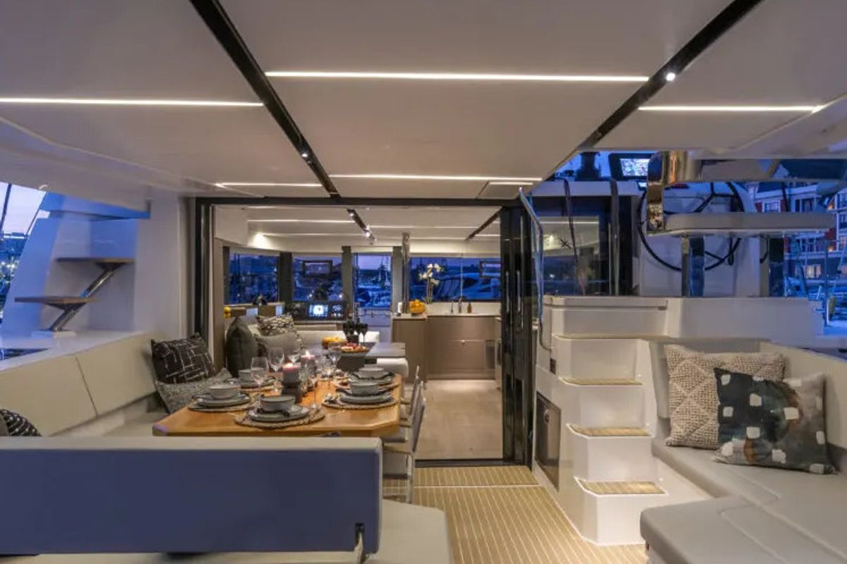 Salon of Moorings 4600 Exclusive, a Leopard 46 catamaran at Marigot, France