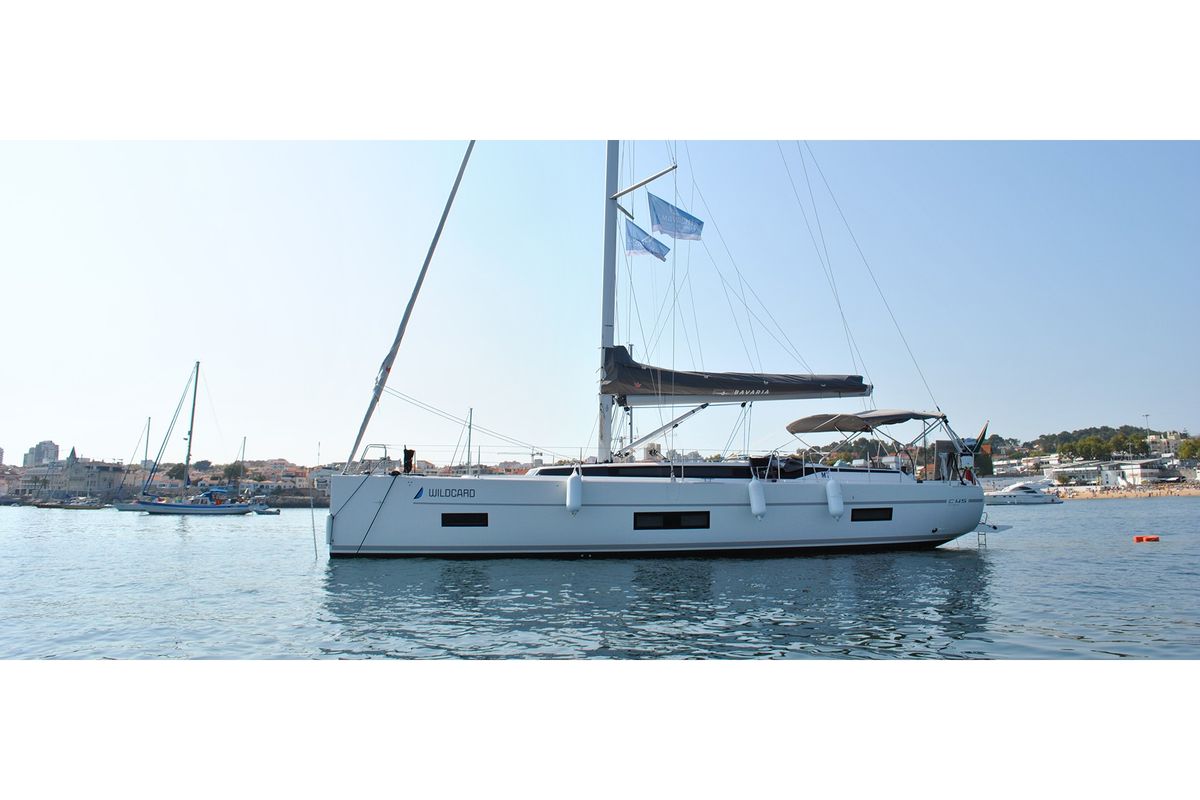 Exterior view of Wildcard, a Bavaria C45 sailboat at Cascais, Portugal