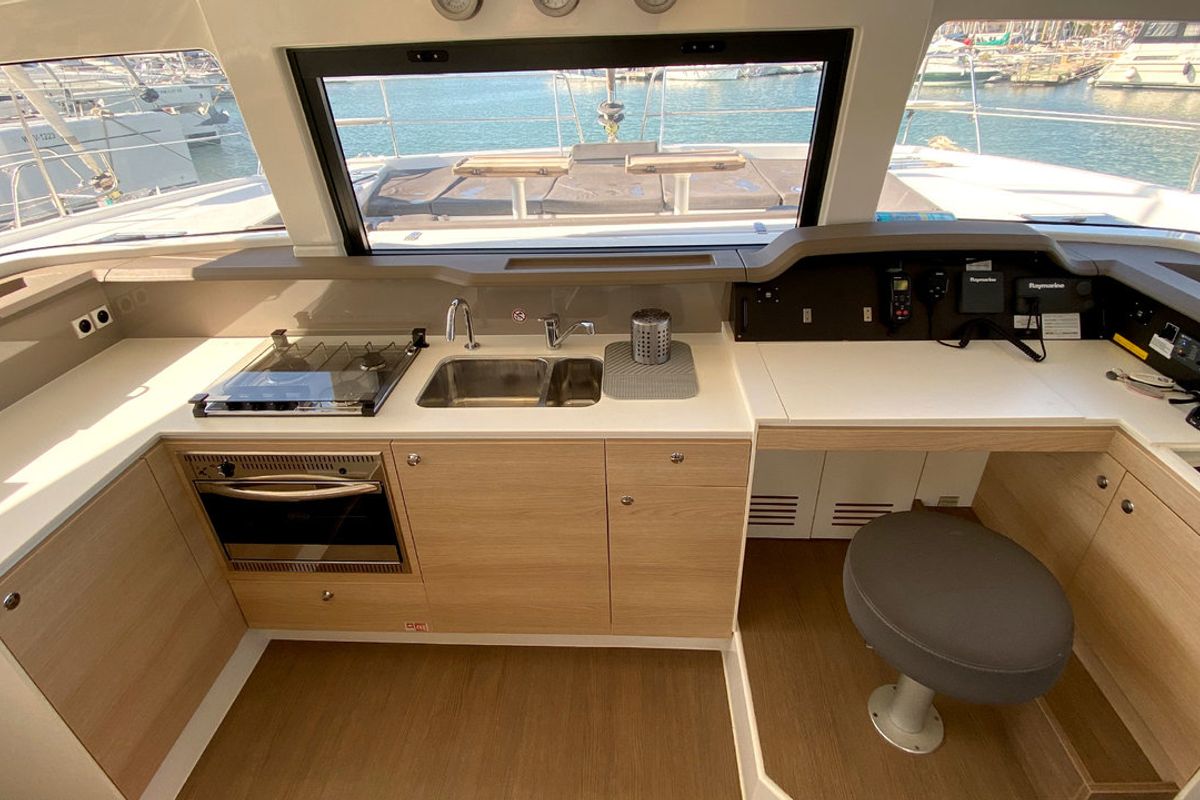 Galley of Escape, a Bali 4.0 catamaran at Palma de Mallorca, Spain