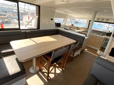 Salon of Escape, a Bali 4.0 catamaran at Palma de Mallorca, Spain