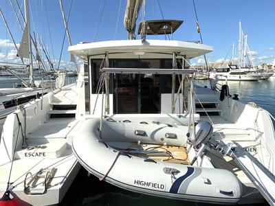 Deck of Escape, a Bali 4.0 catamaran at Palma de Mallorca, Spain