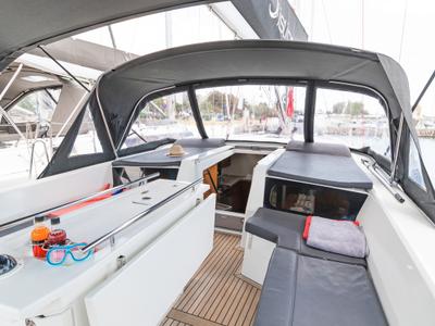 Deck of Almyra, a Beneteau Oceanis 46.1 sailboat at Athens, Greece