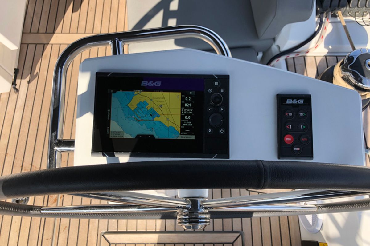Cockpit of Salt Water, a Beneteau Oceanis 51.1 sailboat at Athens, Greece