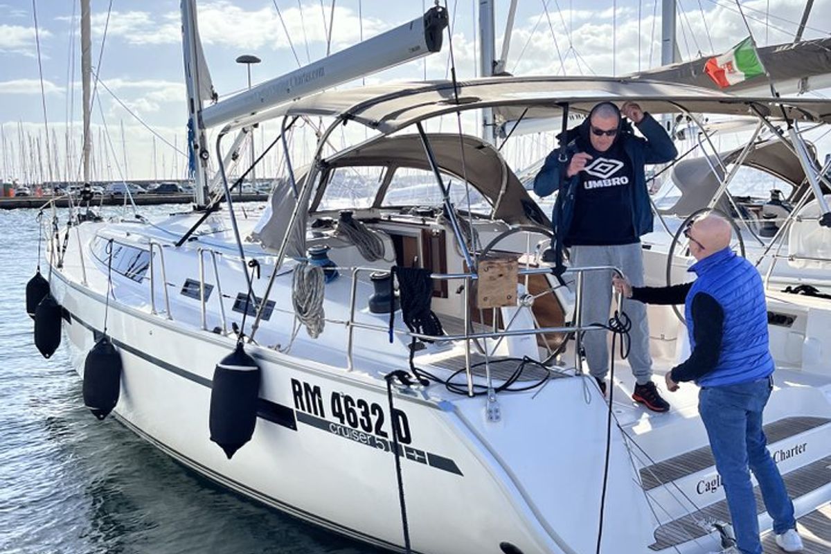 Deck of Morillon, a Bavaria Cruiser 51 sailboat at Seget Donji, Croatia
