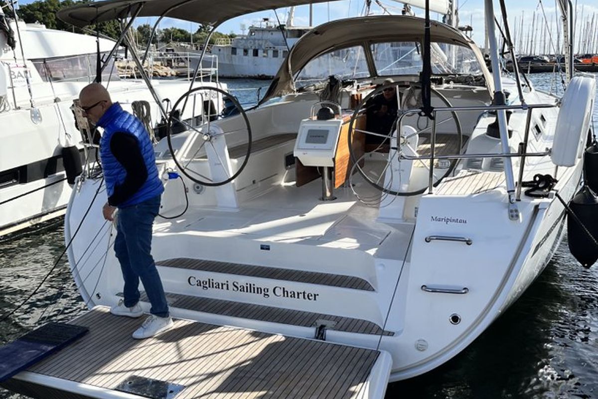 Deck of Morillon, a Bavaria Cruiser 51 sailboat at Seget Donji, Croatia