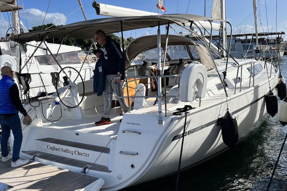 Deck of Morillon, a Bavaria Cruiser 51 sailboat at Seget Donji, Croatia