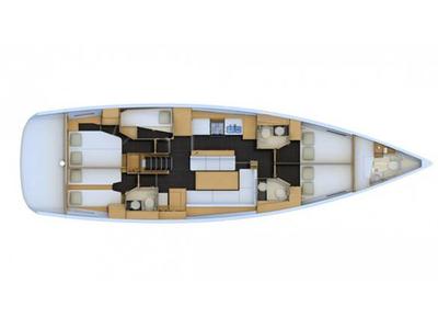 Floor plan of Duca del Sale, a Jeanneau 54 sailboat at Castellammare di Stabia, Italy