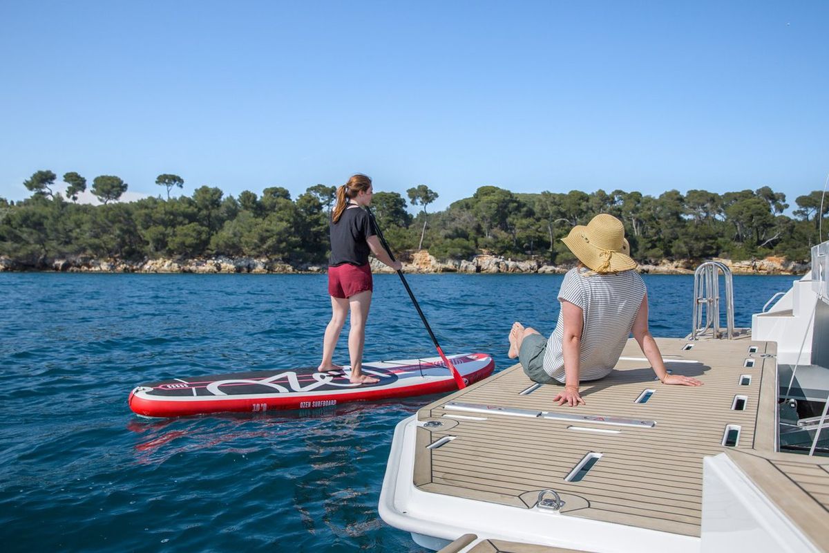 Deck of Sonea, a Leopard 50 catamaran at Općina Sukošan, Croatia