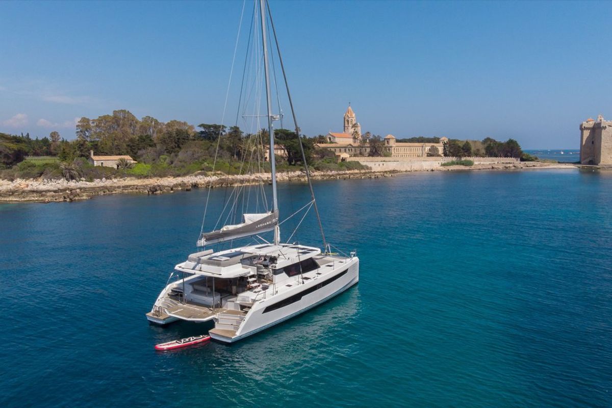 Exterior view of Sonea, a Leopard 50 catamaran at Općina Sukošan, Croatia