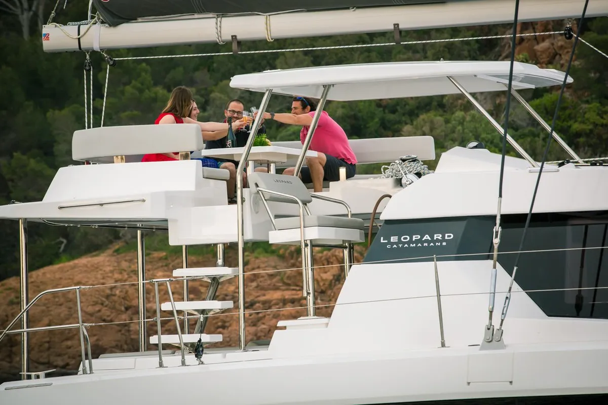 Deck of Sonea, a Leopard 50 catamaran at Općina Sukošan, Croatia