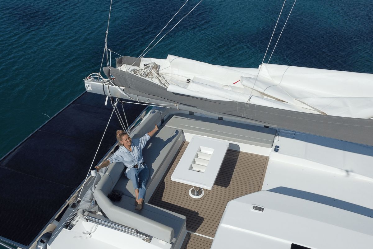 Deck of Sonea, a Leopard 50 catamaran at Općina Sukošan, Croatia