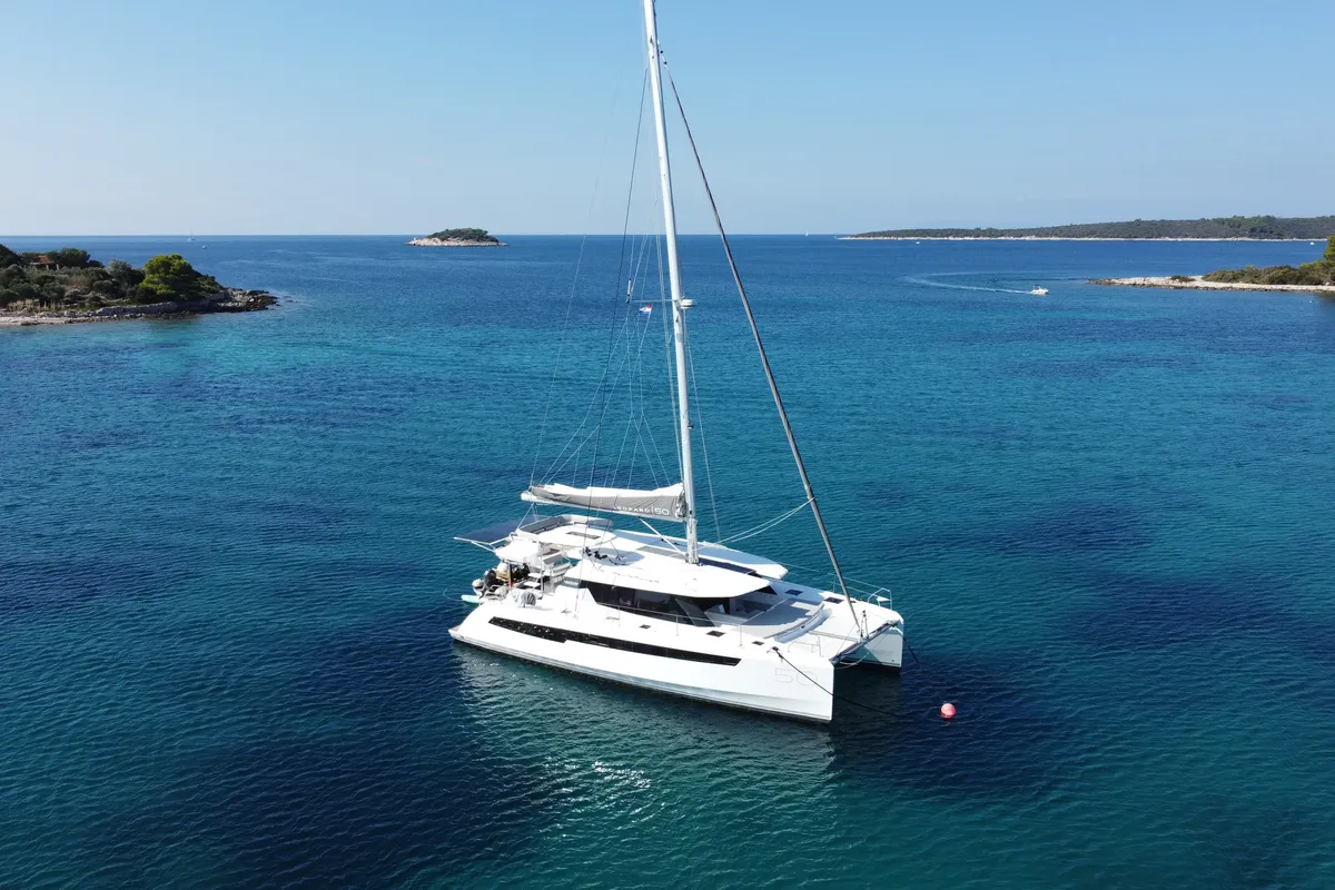 Exterior view of Sonea, a Leopard 50 catamaran at Općina Sukošan, Croatia