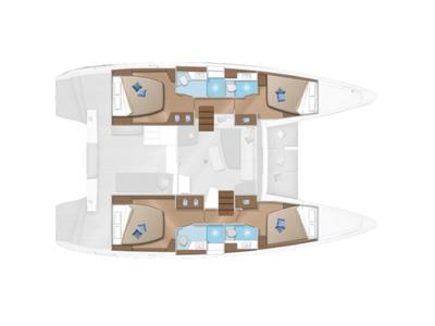 Floor plan of Frangy, a Lagoon 42 catamaran at Capo d'Orlando, Italy