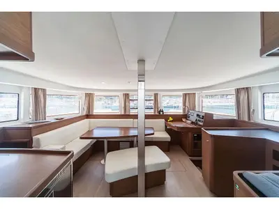 Salon of Frangy, a Lagoon 42 catamaran at Capo d'Orlando, Italy