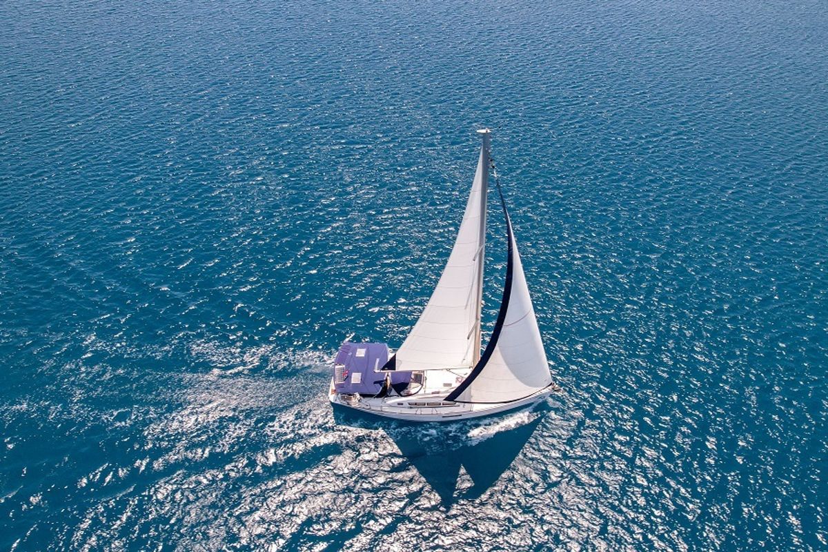 Exterior view of Loki, a Jeanneau Sun Odyssey 44 i sailboat at Marmaris, Turkey