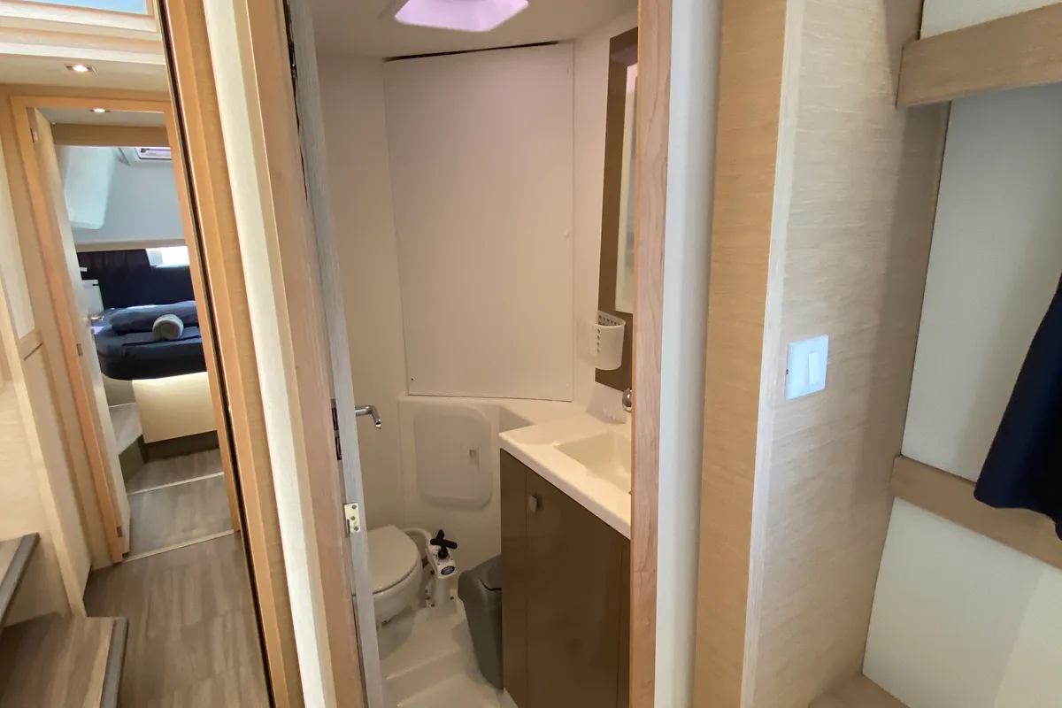 Head on Aquila, a Fountaine Pajot Lucia 40 catamaran at Ibiza, Spain