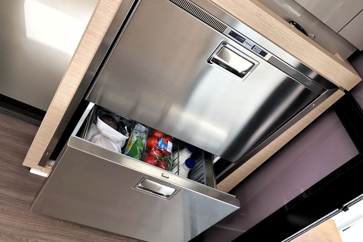 Galley of Aquila, a Fountaine Pajot Lucia 40 catamaran at Ibiza, Spain