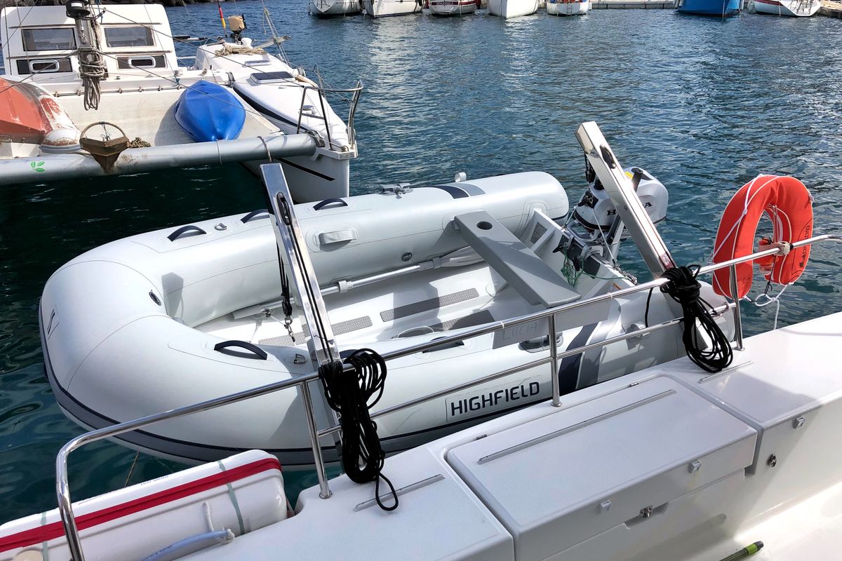 Aquila, a Fountaine Pajot Lucia 40 catamaran at Ibiza, Spain