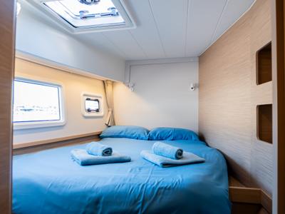 Cabin on Lyubushka, a Lagoon 42 catamaran at Tivat, Montenegro