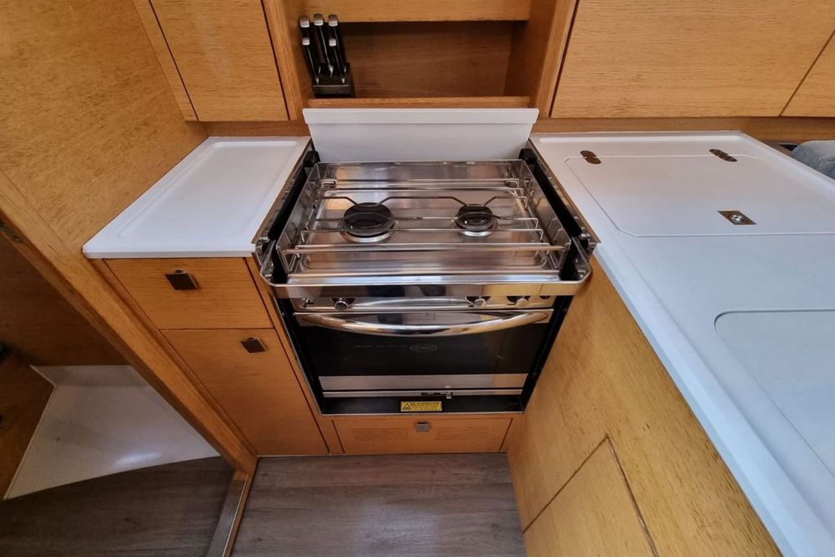 Galley of Cooper, a Elan E4 sailboat at Zadar, Croatia