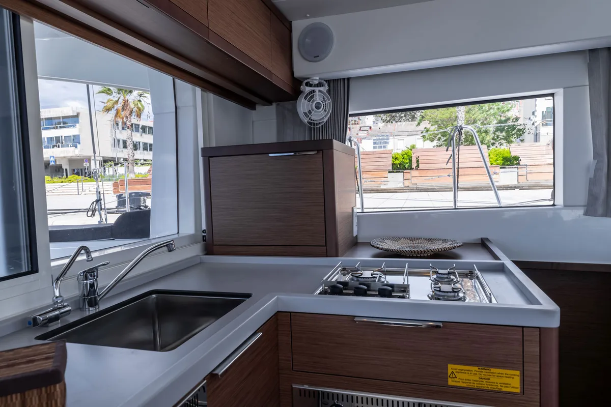 Galley of Sailor Moon, a Lagoon 40 catamaran at Dubrovnik, Croatia