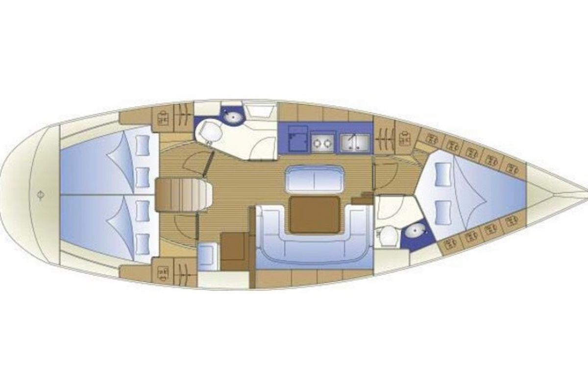 Floor plan of Vlassis, a Bavaria 40 sailboat at Municipal Unit of Lefkada, Greece