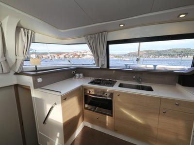 Galley of Indigo Star, a Bali 4.0 catamaran at Općina Rogoznica, Croatia