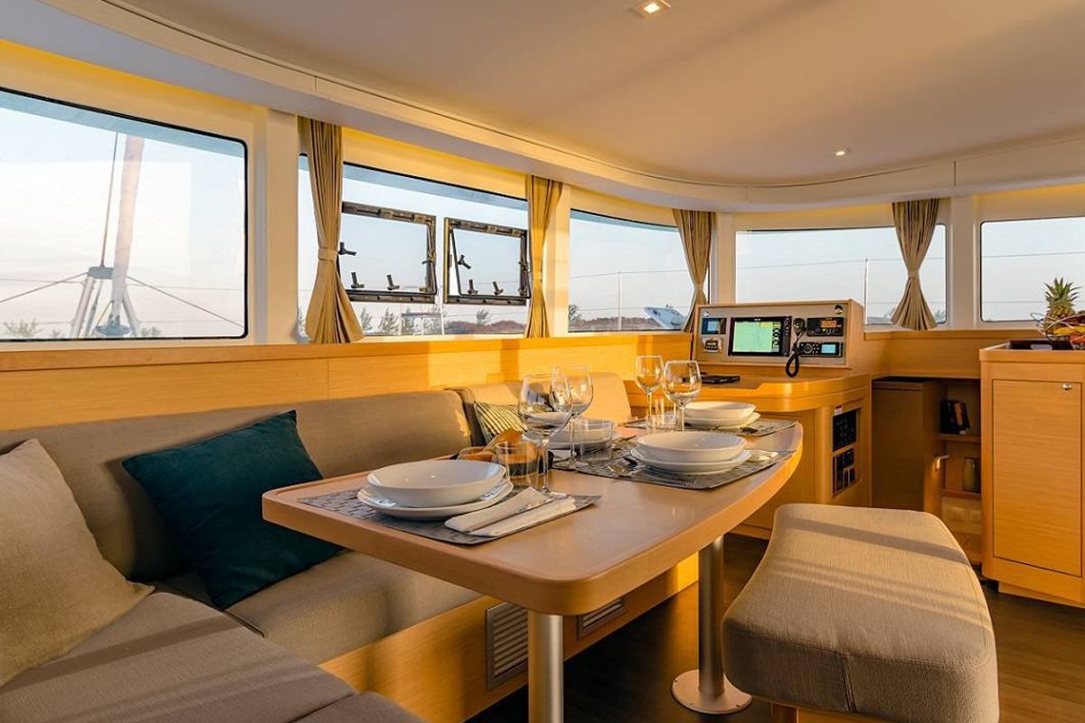 Salon of Alphonse, a Lagoon 42 catamaran at Seychelles, Mahe, Seychelles